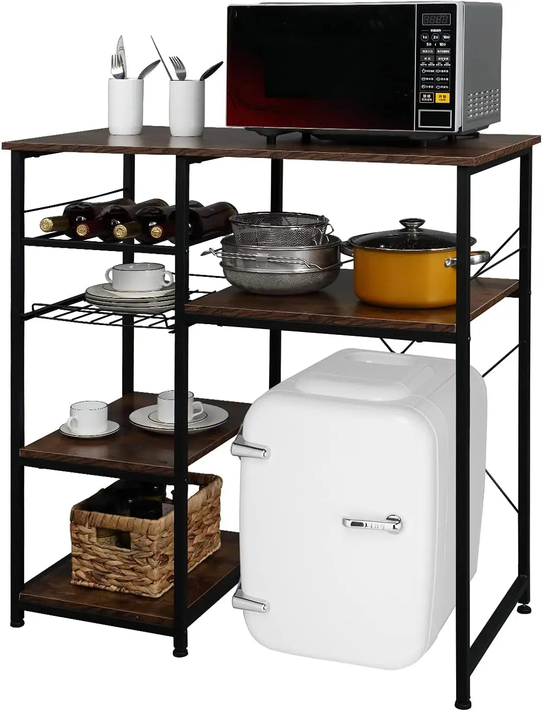 Bakers Racks for Kitchens with Storage Mini Fridge Stand