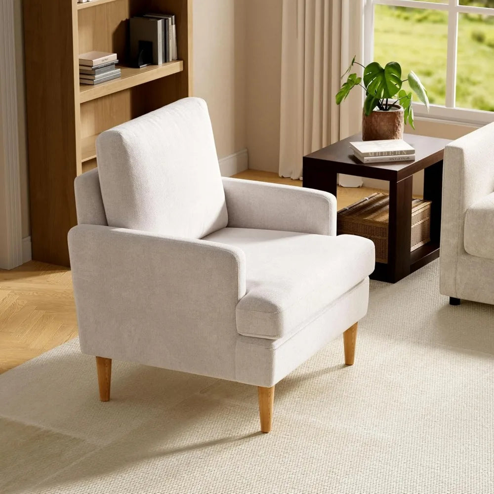 Accent Chairs Set of 2, Modern Comfy Chenille Armchair