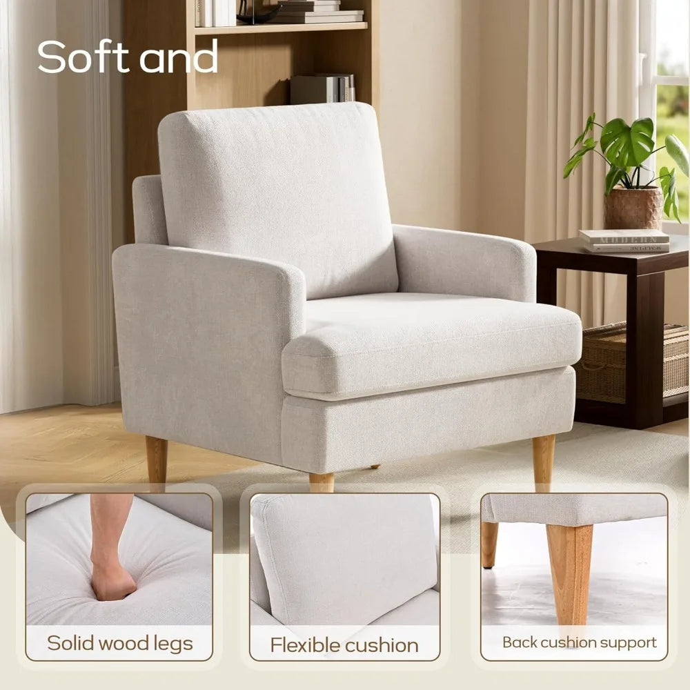 Accent Chairs Set of 2, Modern Comfy Chenille Armchair