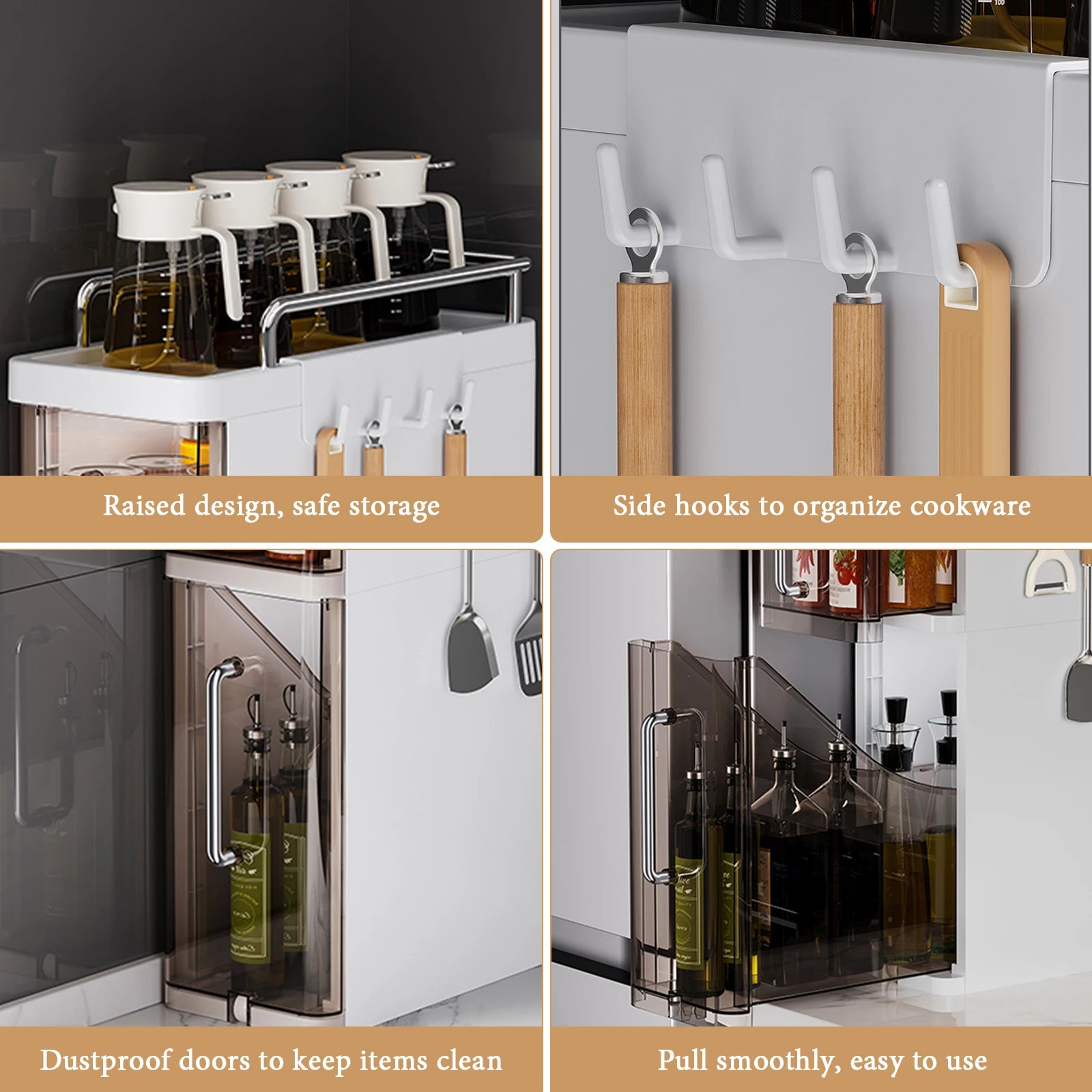 Pull-Out Kitchen Spice Rack Narrow Countertop Organizer