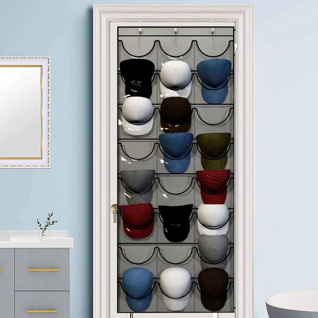 24 Pockets Hat Organizer Door Hanging Holder