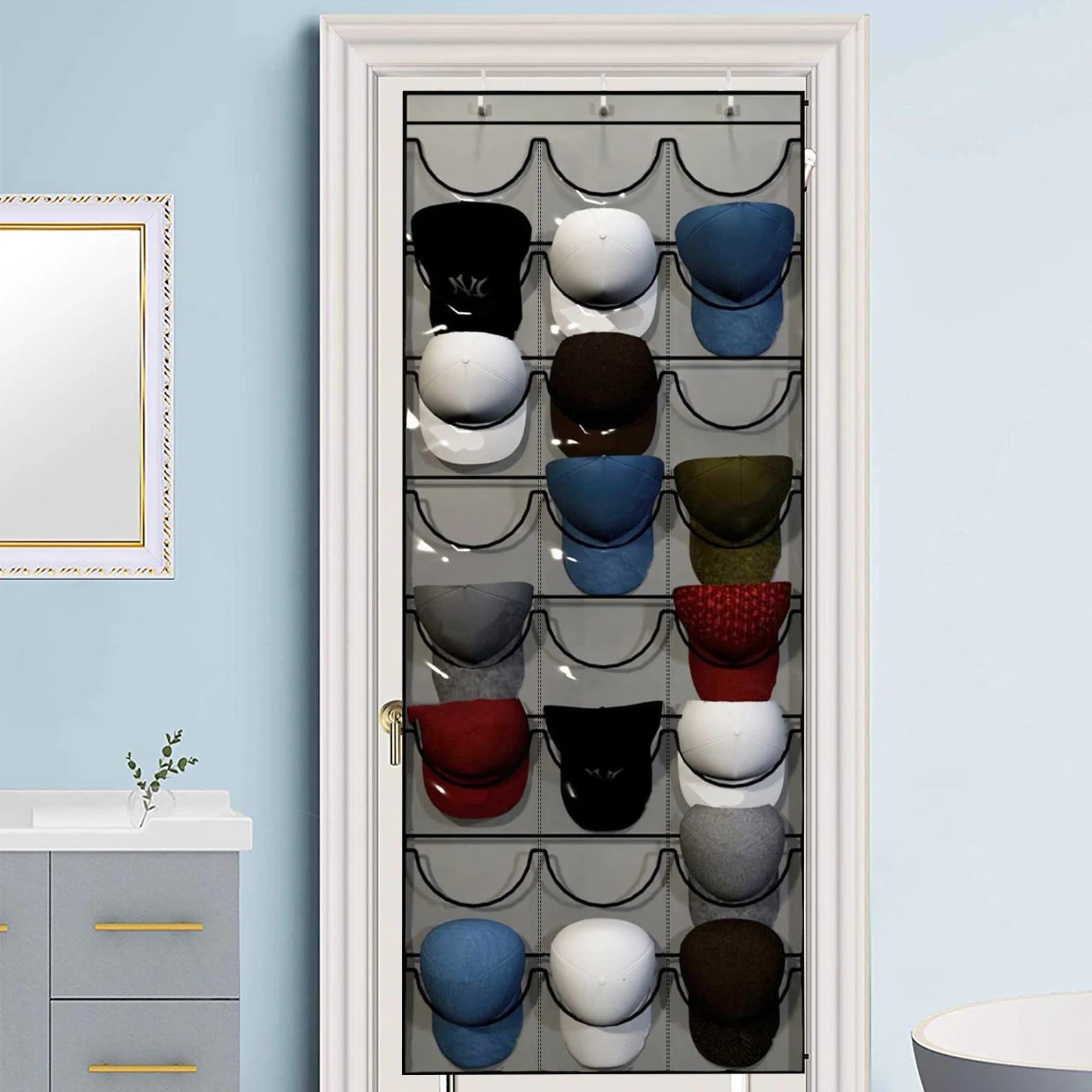 24 Pockets Hat Organizer Door Hanging Holder