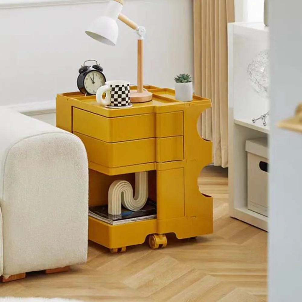 360° Rotating End Table - 2-Tier Modern Nightstand w/ Removable Shelves