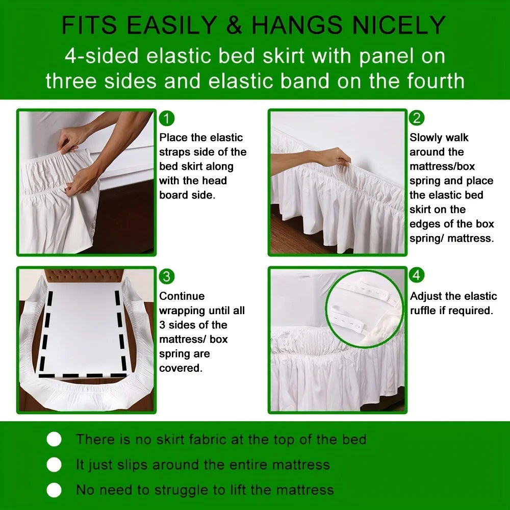 1pc Breathable & Bed Skirt With Elastic Band  Cover Comforter Sets Curtains