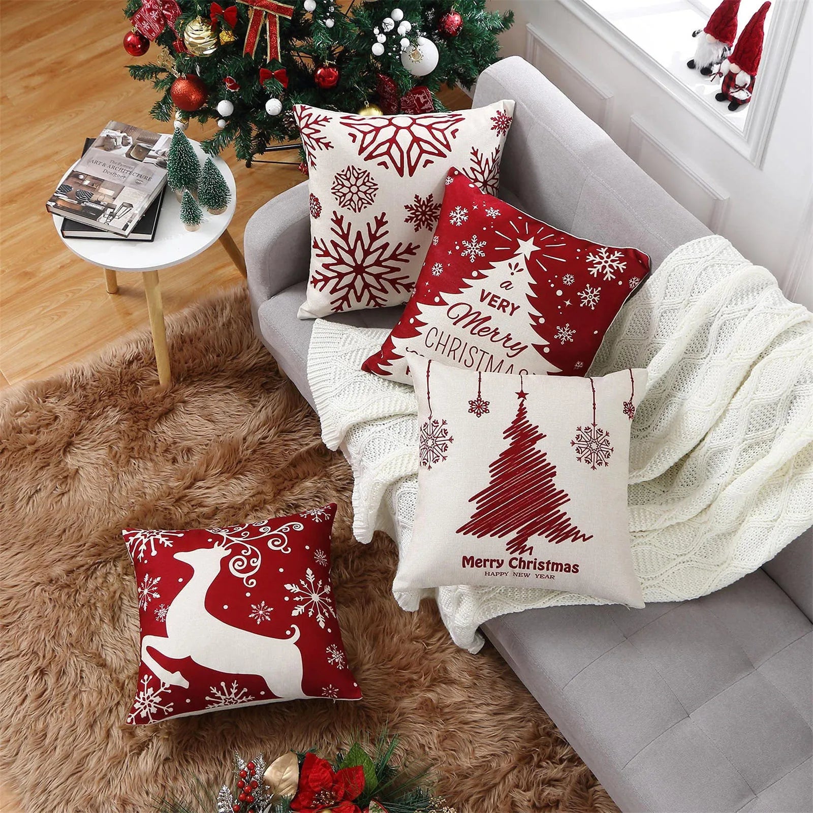 Christmas Decorations Throw Pillow Covers Set Of 4