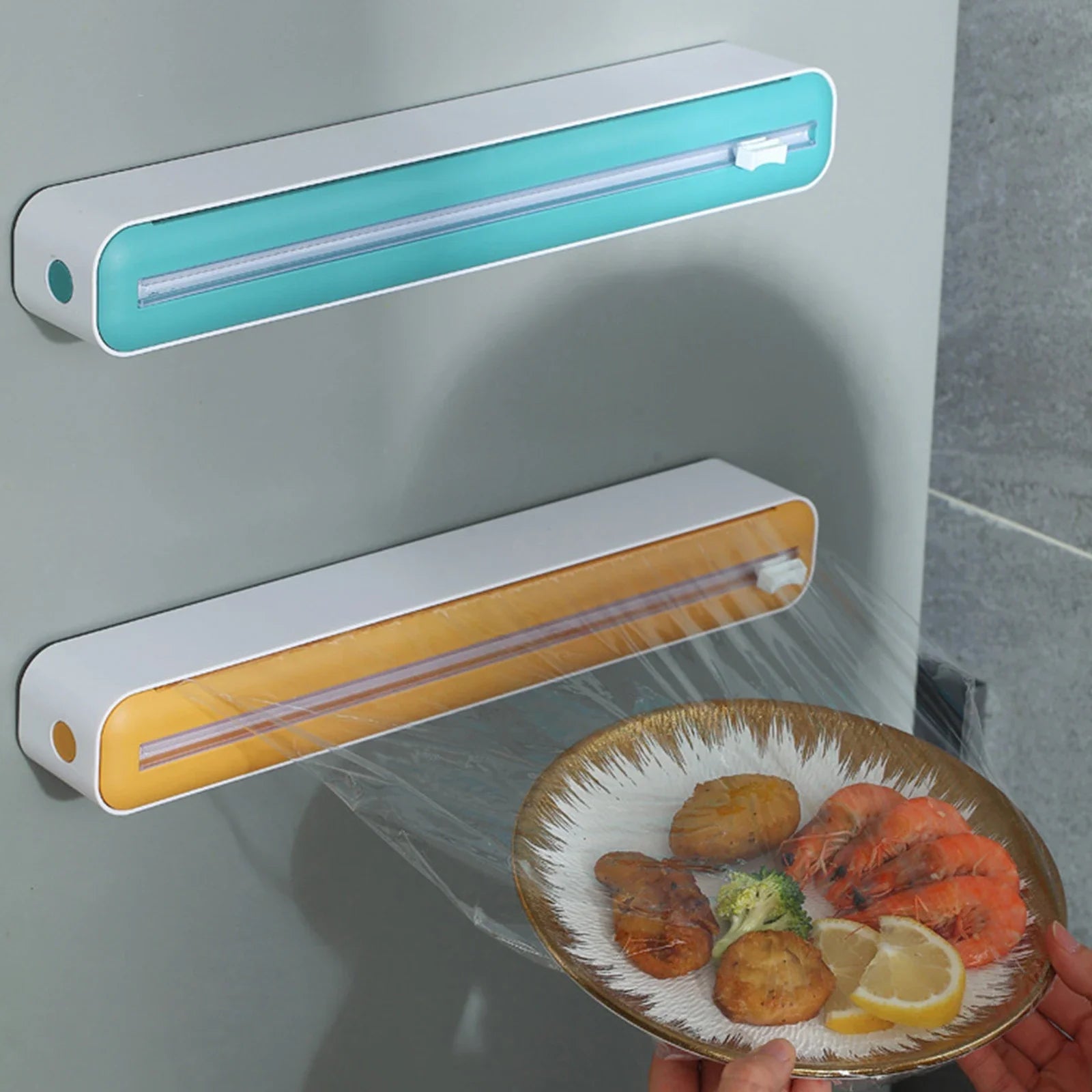 Foil and Plastic Wrap Organizer Refillable Food Cling Film Dispenser