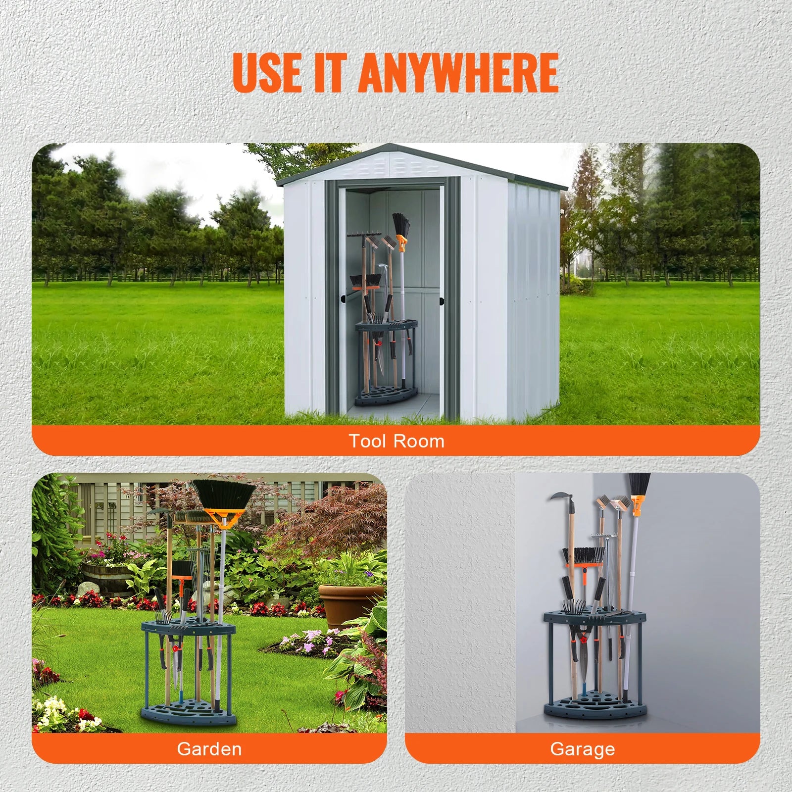 19 Slots Garden Tool Organizer Yard Tool Tower