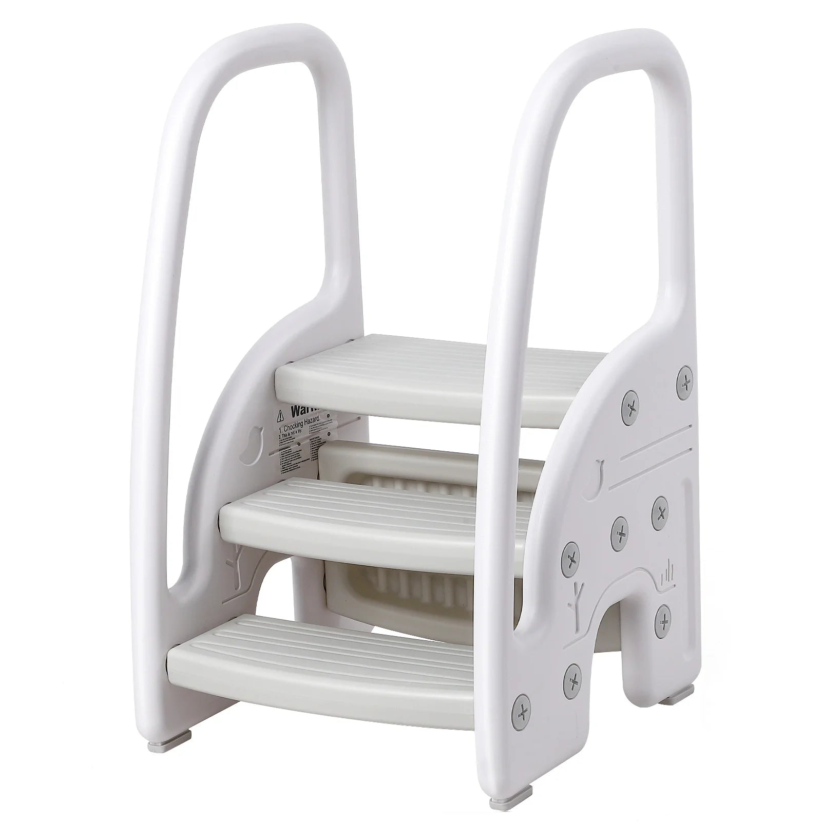 Plastic 3 Step Stool for Bathroom Sink or Kitchen Counter With Handles