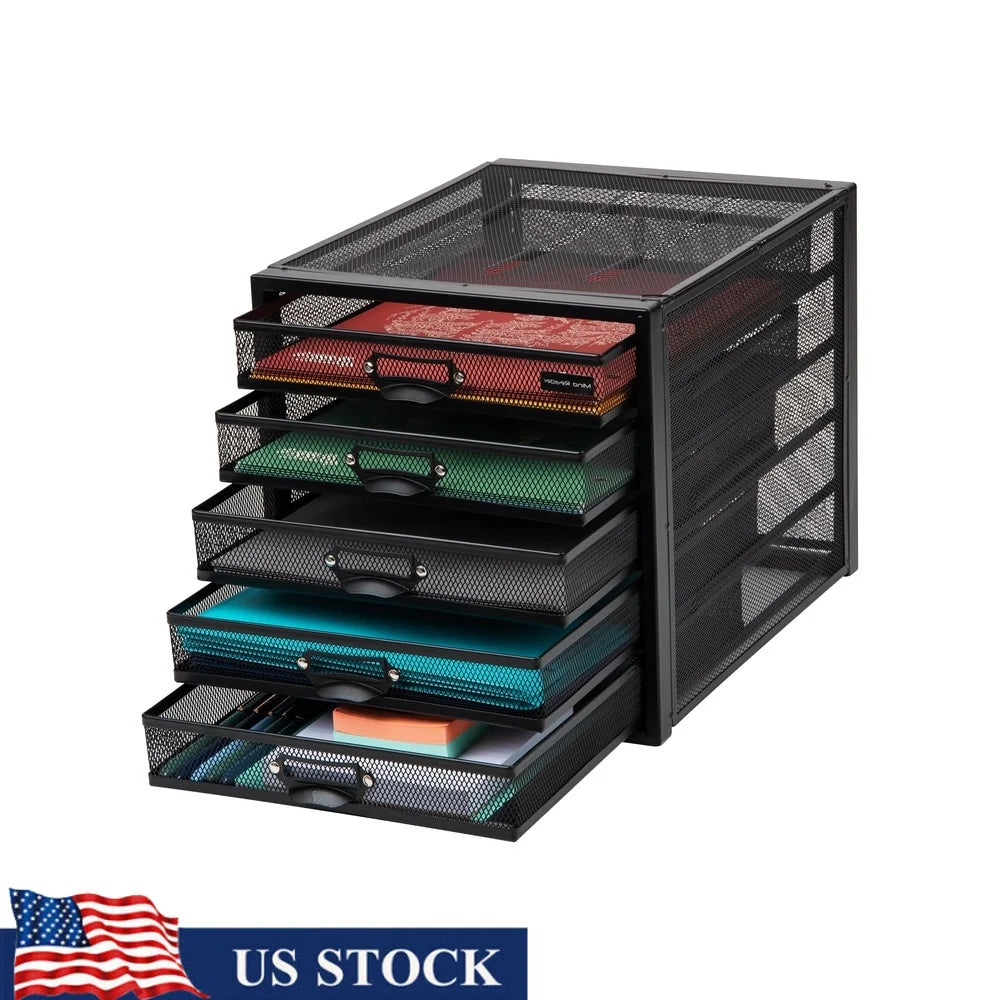 5 Drawer File Storage Organizer Efficient Workspace Accessory