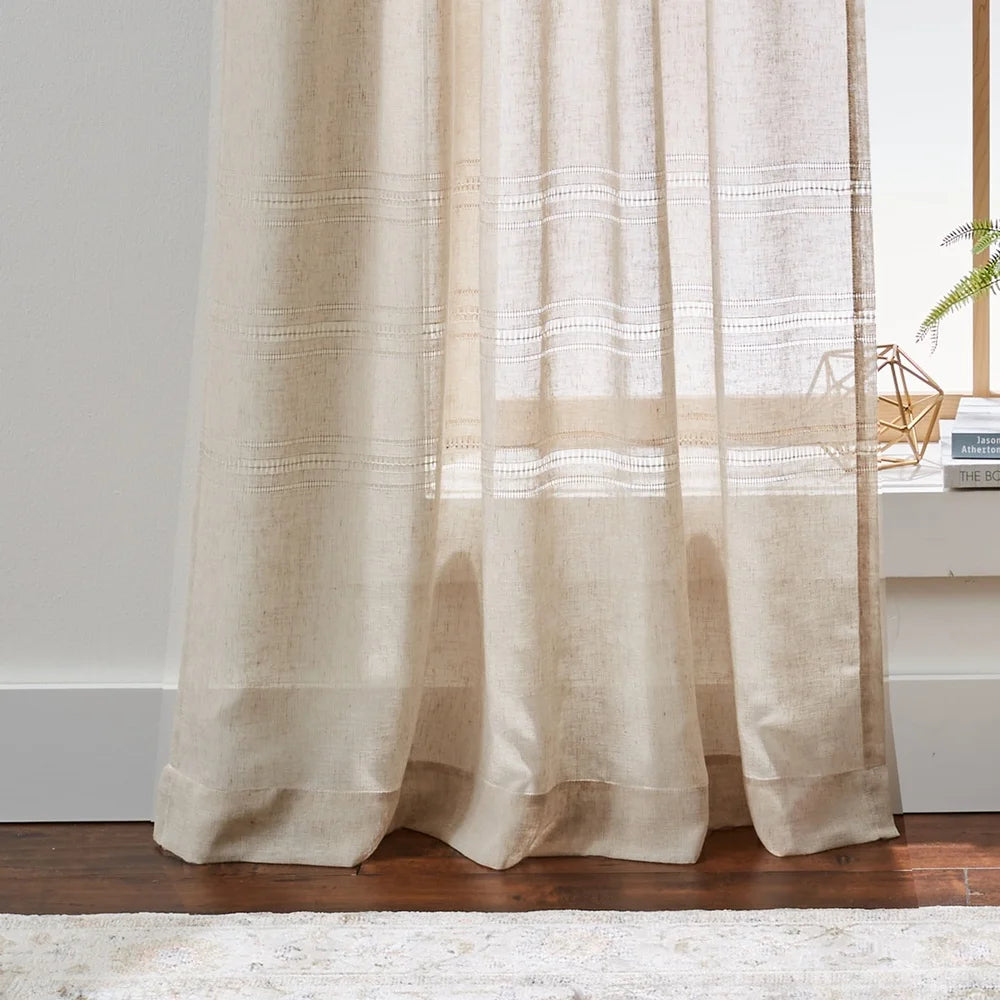 Single Curtain Panel Sheer Lightweight Papyrus Beige Home Décor