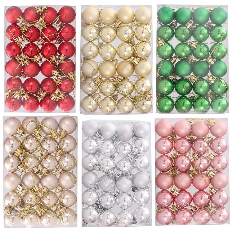 144/24pcs Mini Electroplated Christmas Balls Set