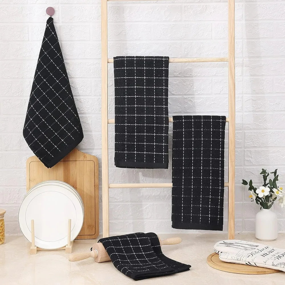 Checkered Designed, Soft and Super Absorbent Dish Towels, 4 Pack