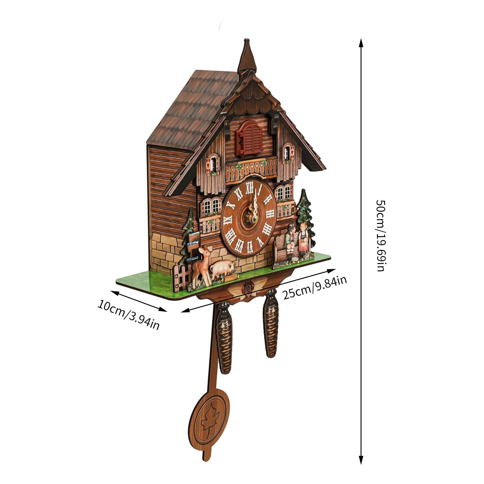Cuckoo Retro Wooden Wall Clock with Pendulum