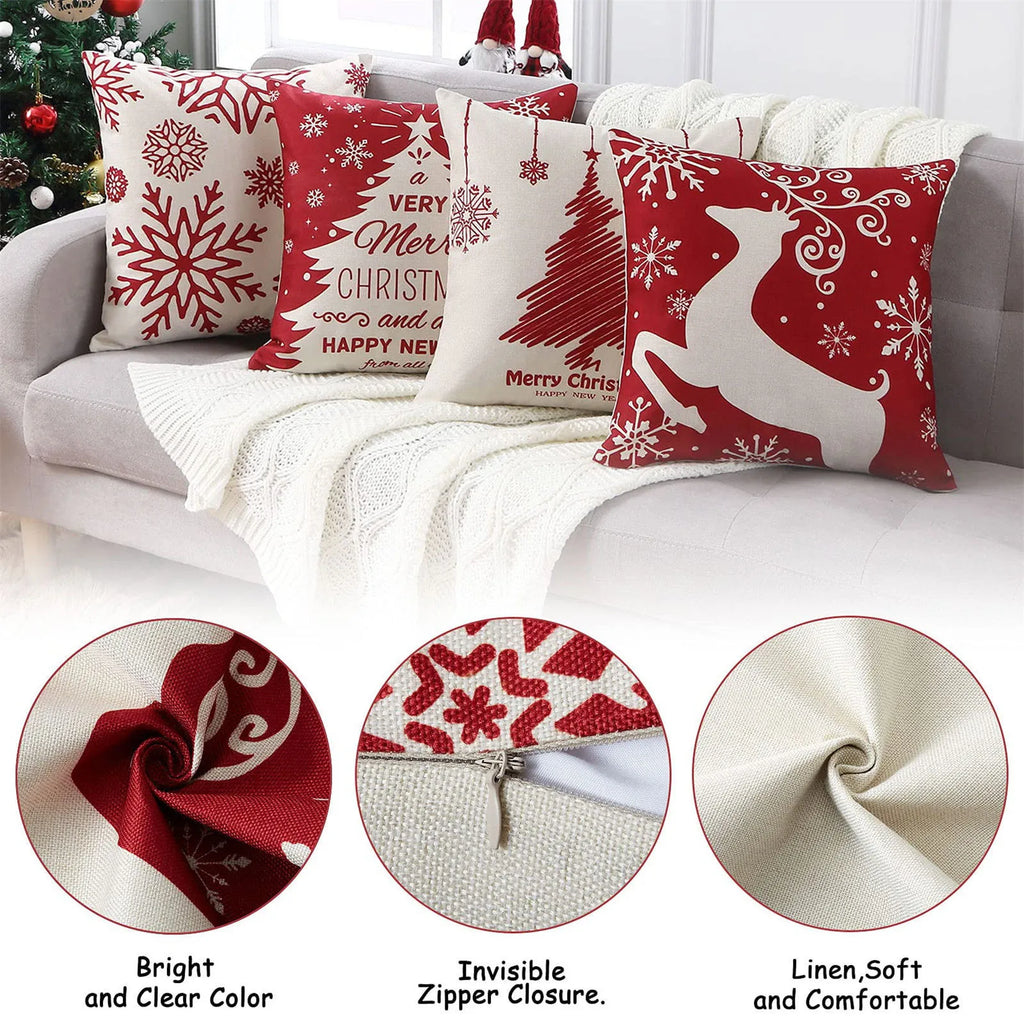 Christmas Decorations Throw Pillow Covers Set Of 4