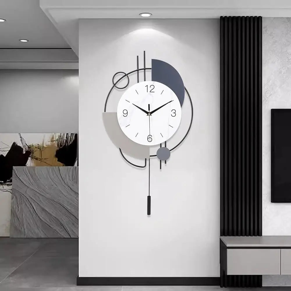 Metal Clock Stylish Art Deco Design Battery Operated