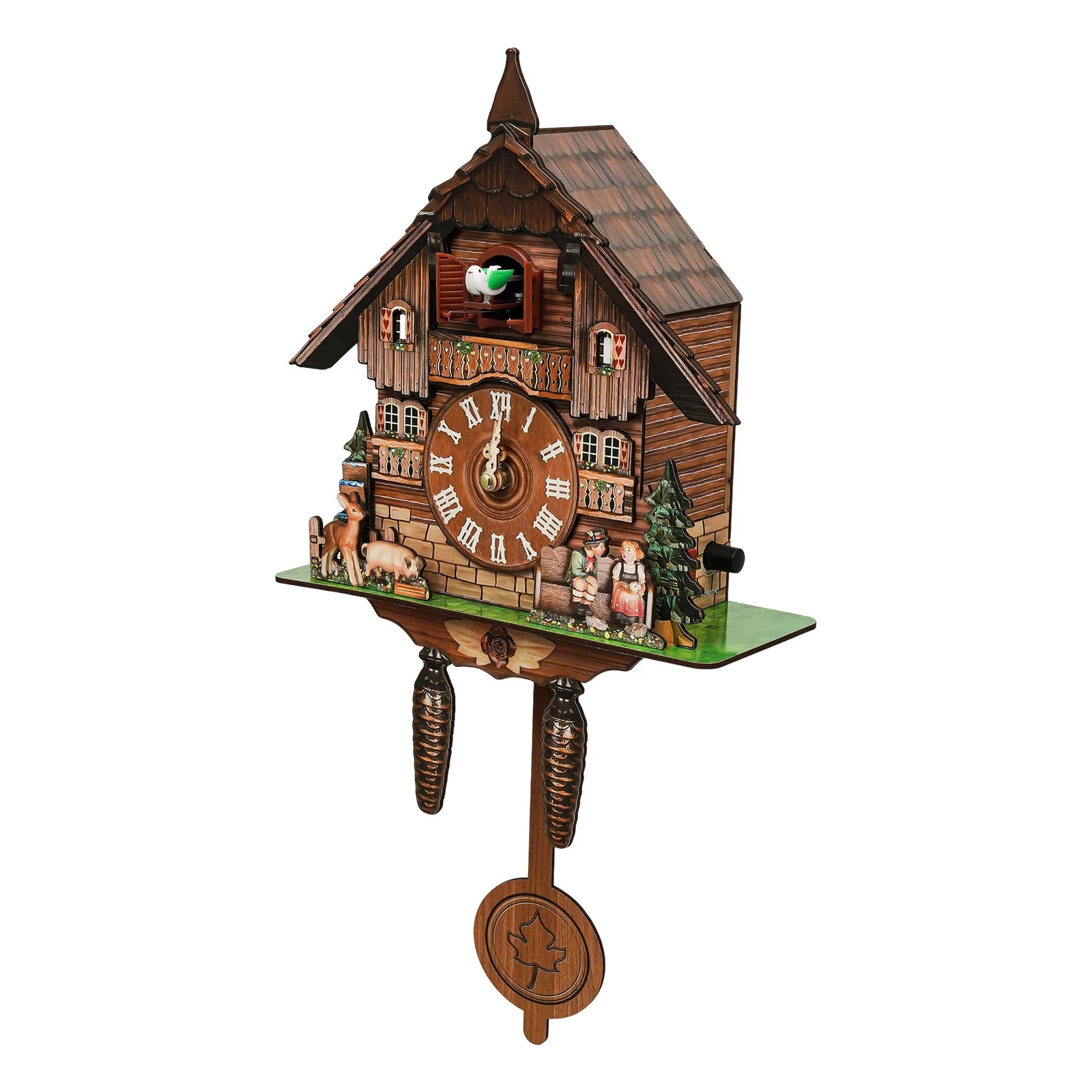 Cuckoo Retro Wooden Wall Clock with Pendulum