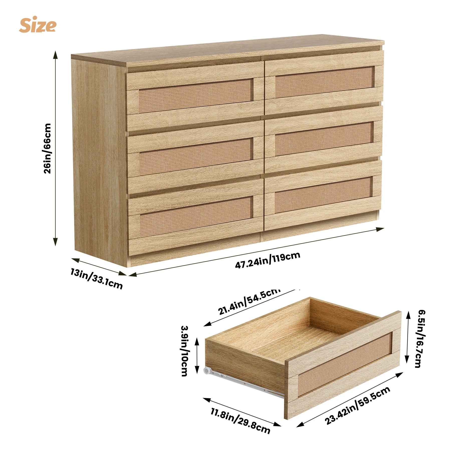 Modern Wide Chest of Drawers with Anti-Tip Kit