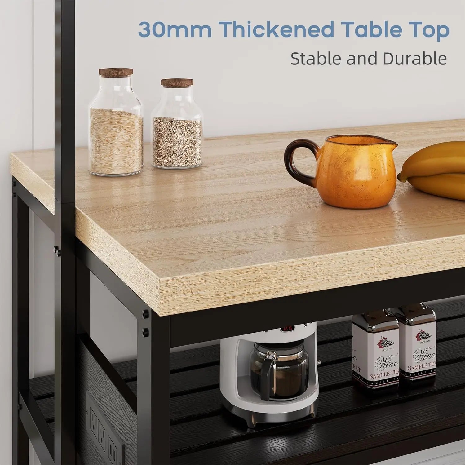 Kitchen Island with Storage ,3 Tier Microwave Stand Oven Shelf Bar Table