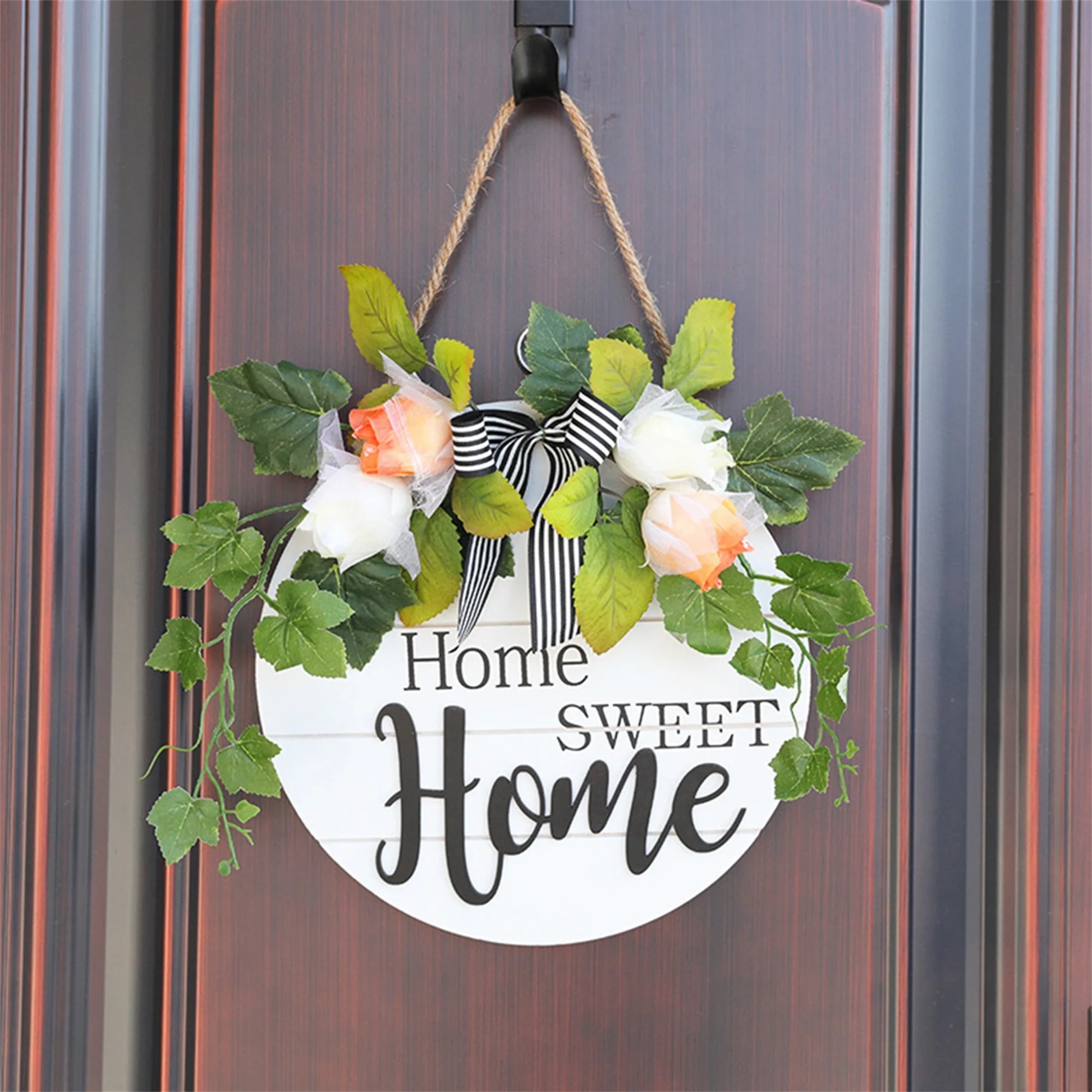 Rustic Wooden Welcome Sign Round Plaque