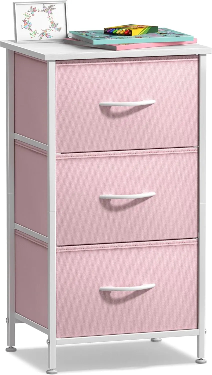Nightstand with 3 Drawers  Accent End Table Chest for Home