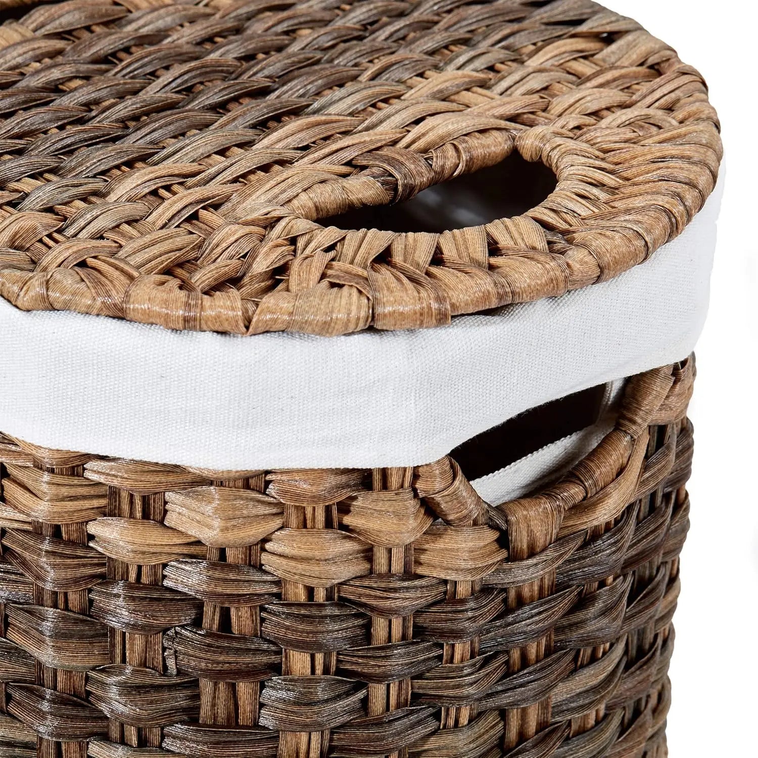 Handwoven Portable Laundry Bin Basket with Carrying Handles