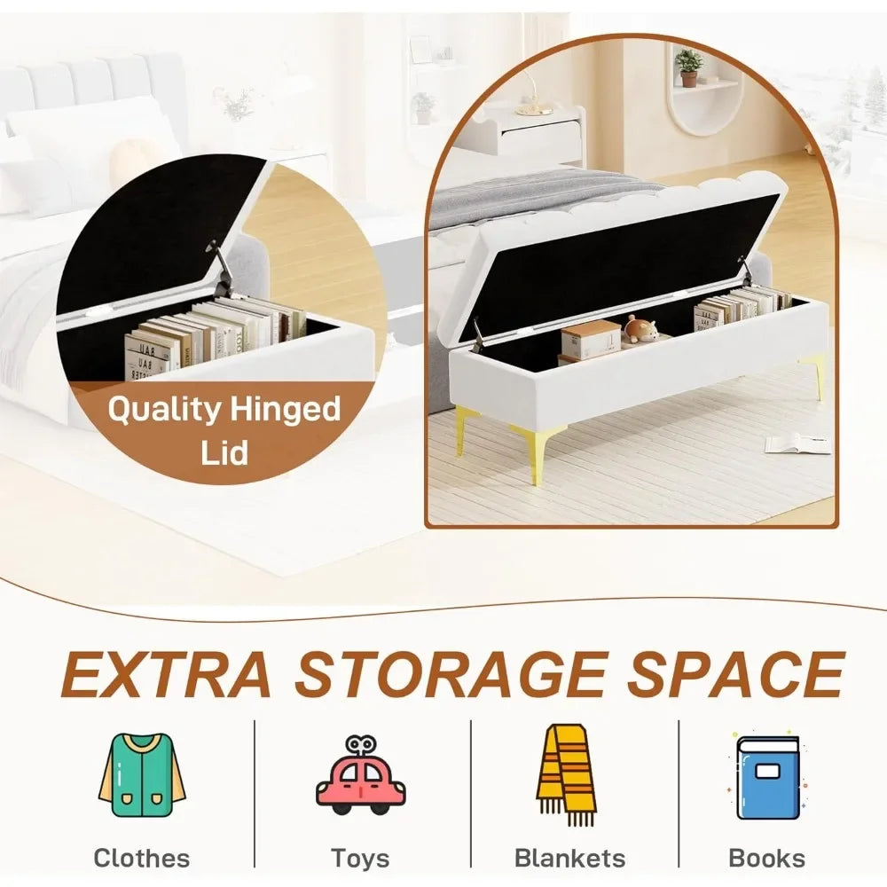 Storage Ottoman Bench for Bedroom with 420lbs Seating