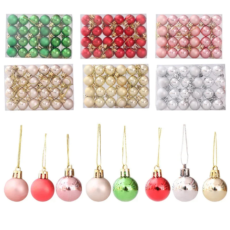 144/24pcs Mini Electroplated Christmas Balls Set