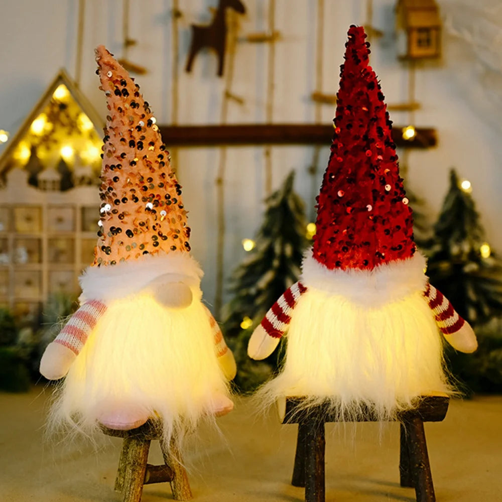 30cm Sequin Christmas Doll Elf Gnome Dolls with Led Light