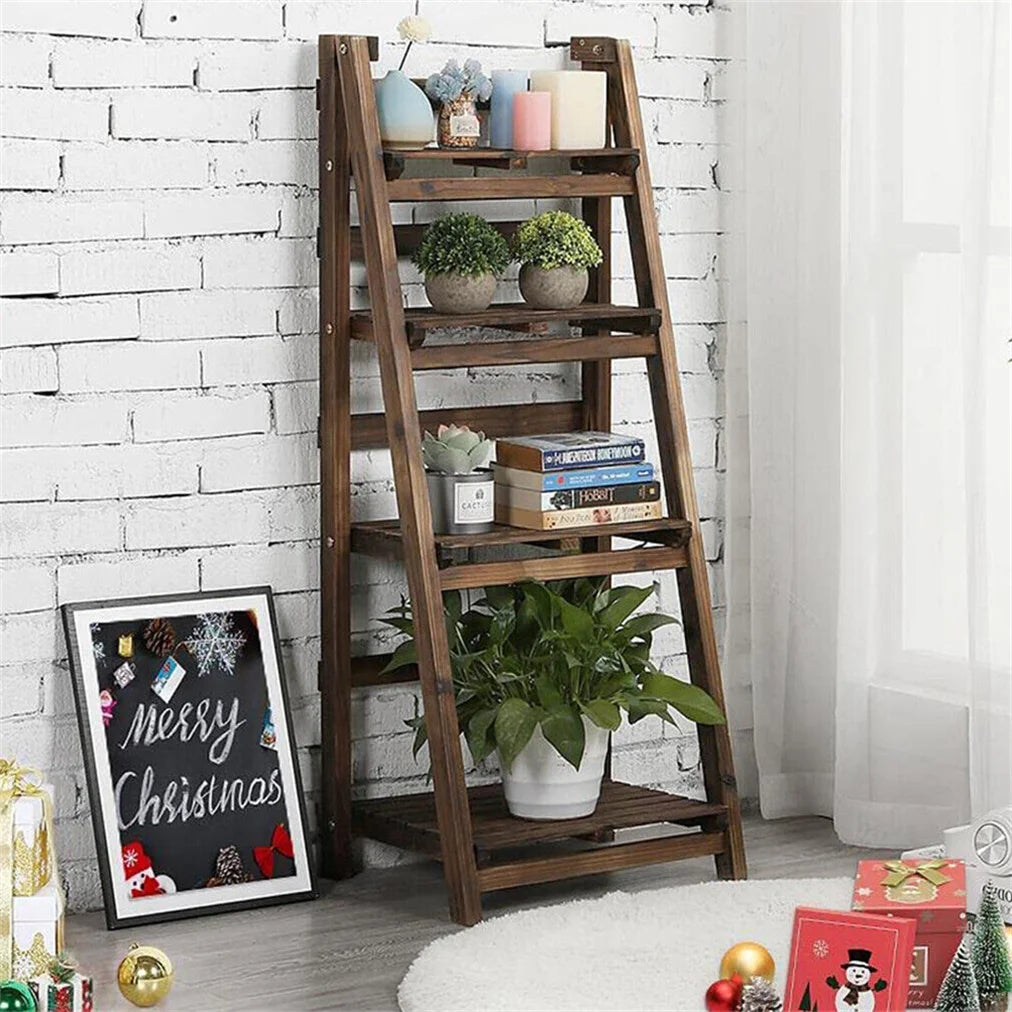 Folding 4 Tier Ladder Shelf, Plant Flower Display Rack