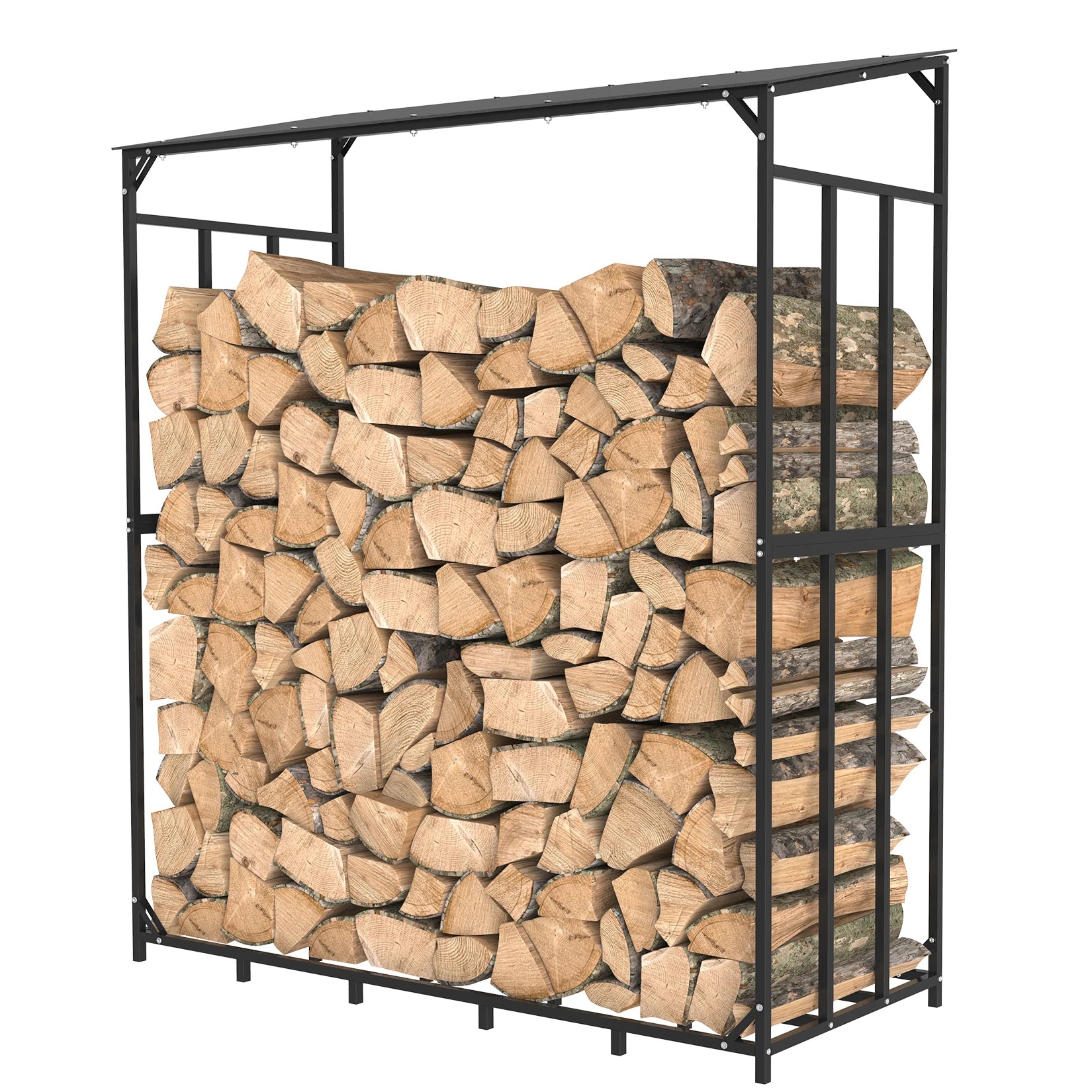Tall Outdoor Firewood Rack with Cover