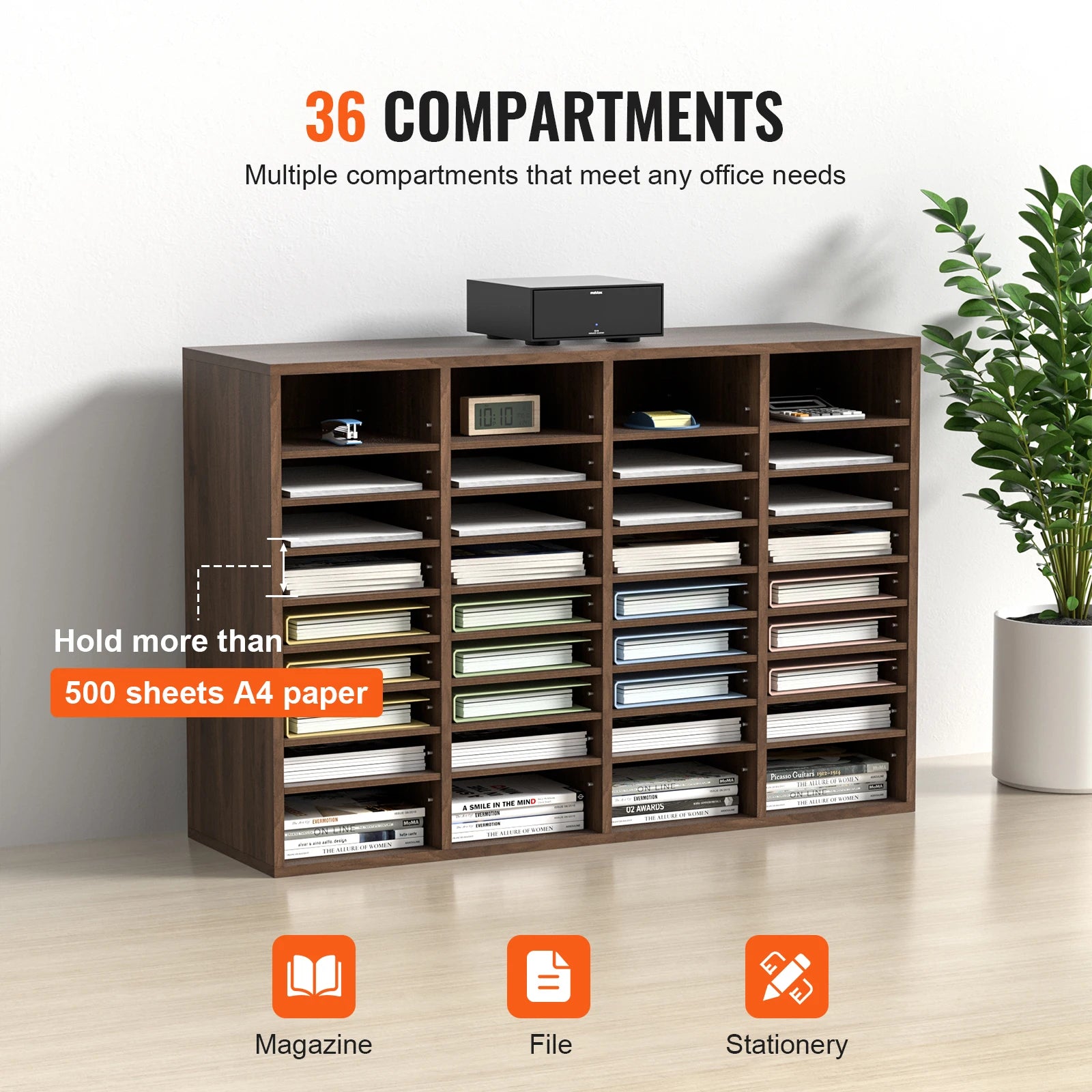 Literature Organizers 5/12/24/36 Compartments Office Mailbox w/ Adjustable Shelves