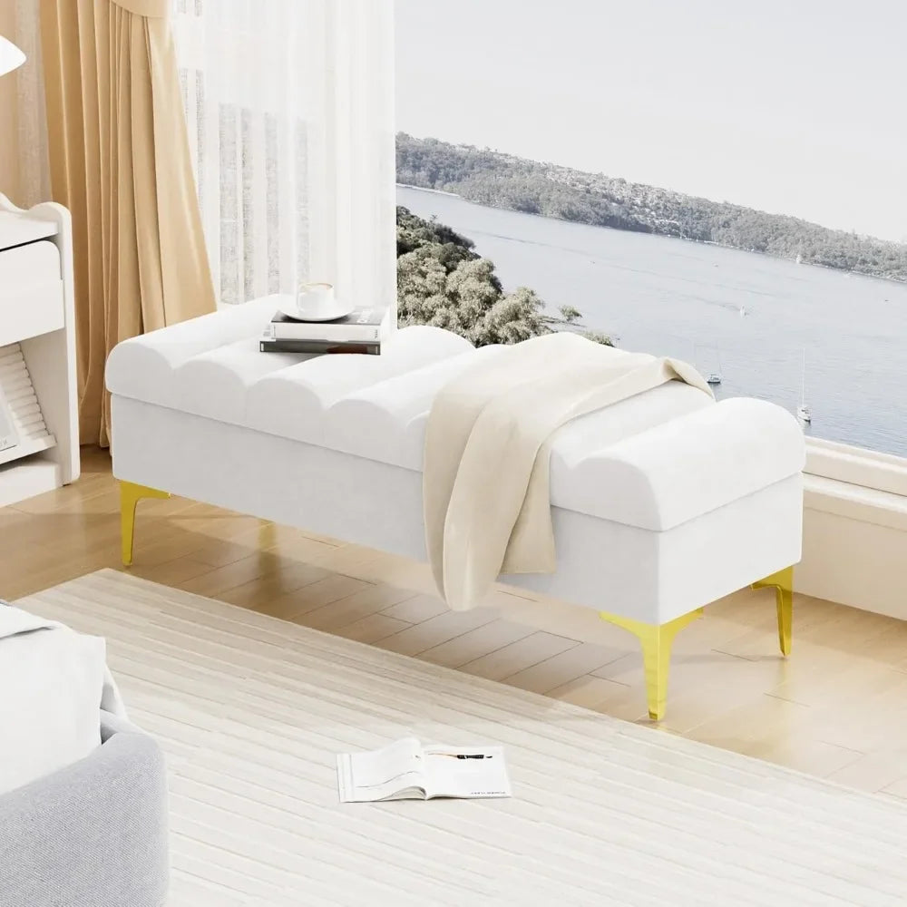 Storage Ottoman Bench for Bedroom with 420lbs Seating