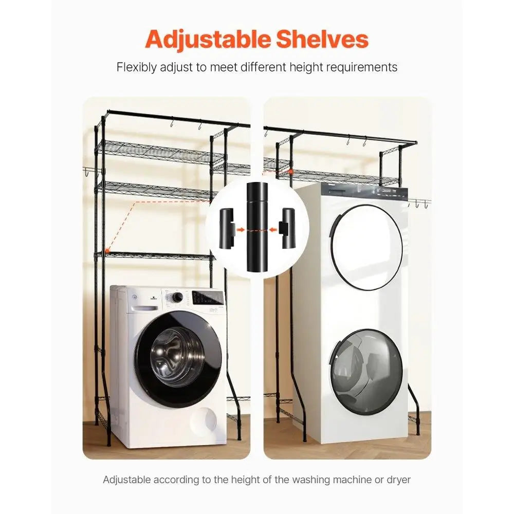 6 Tier Storage Shelf  Laundry Room Organizer Space Saver Black
