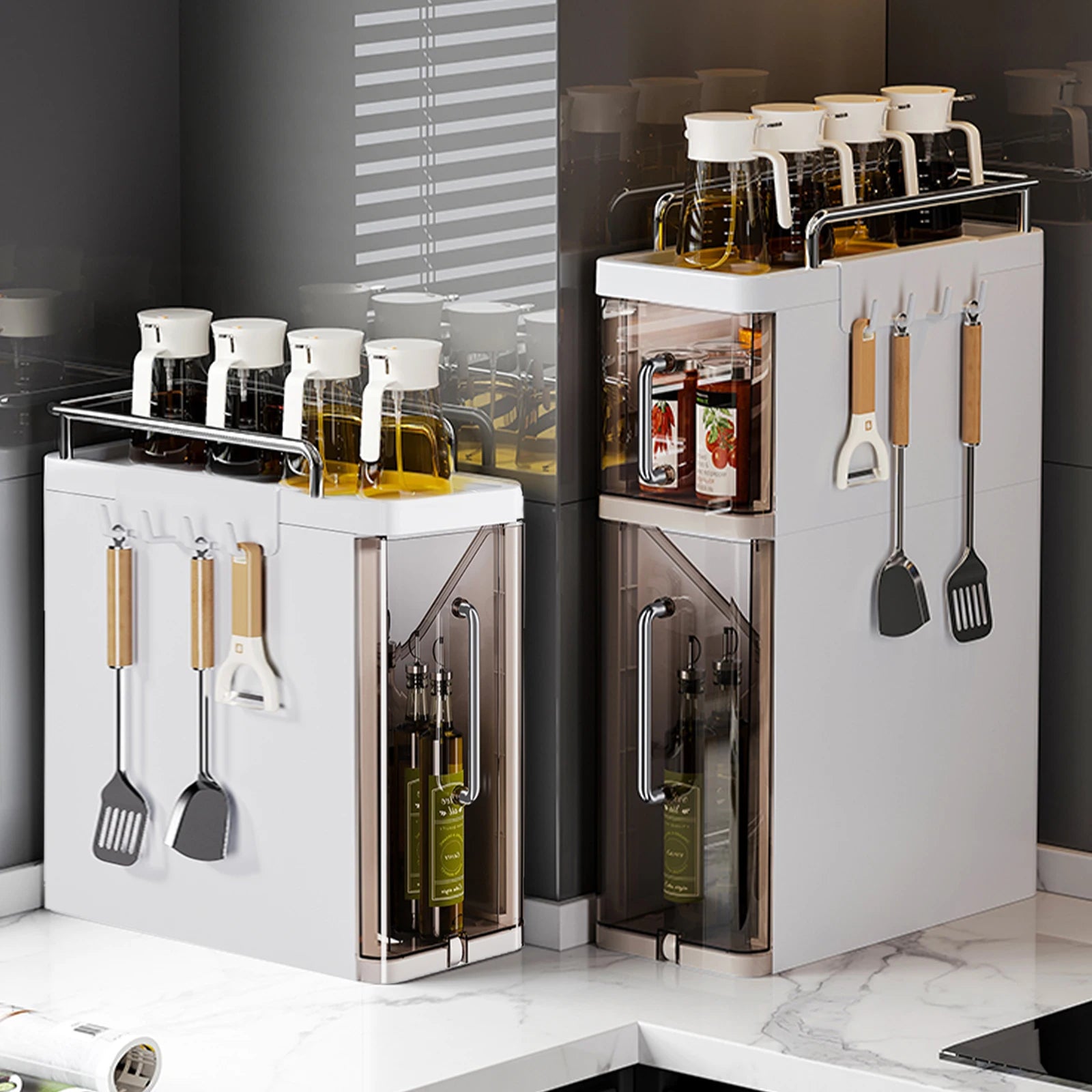 Pull-Out Kitchen Spice Rack Narrow Countertop Organizer