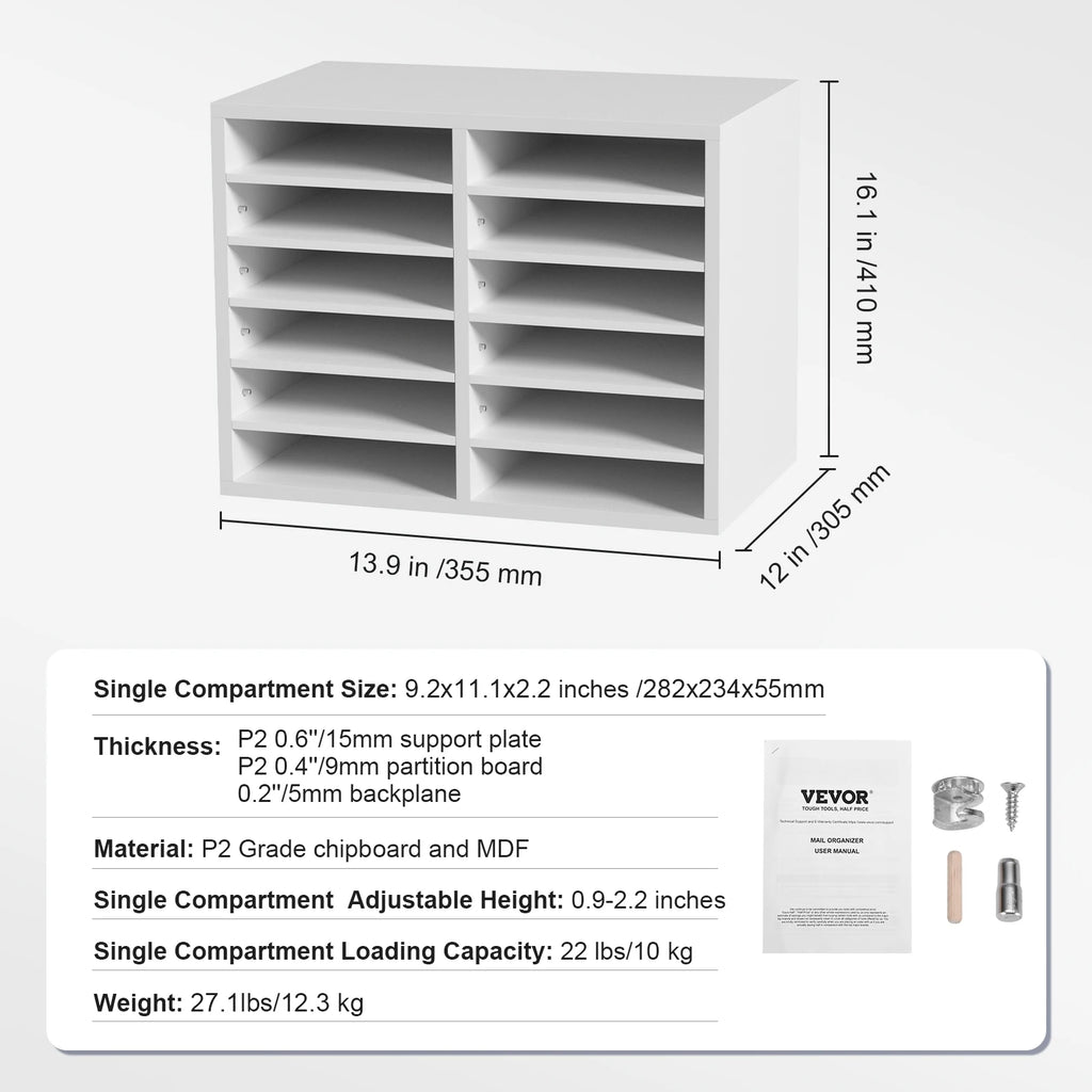 Literature Organizers 5/12/24/36 Compartments Office Mailbox w/ Adjustable Shelves