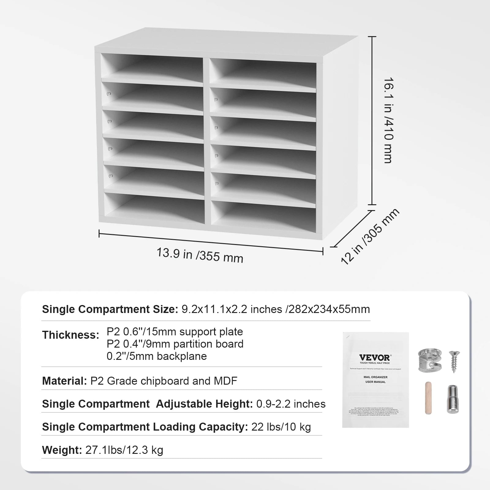 Literature Organizers 5/12/24/36 Compartments Office Mailbox w/ Adjustable Shelves