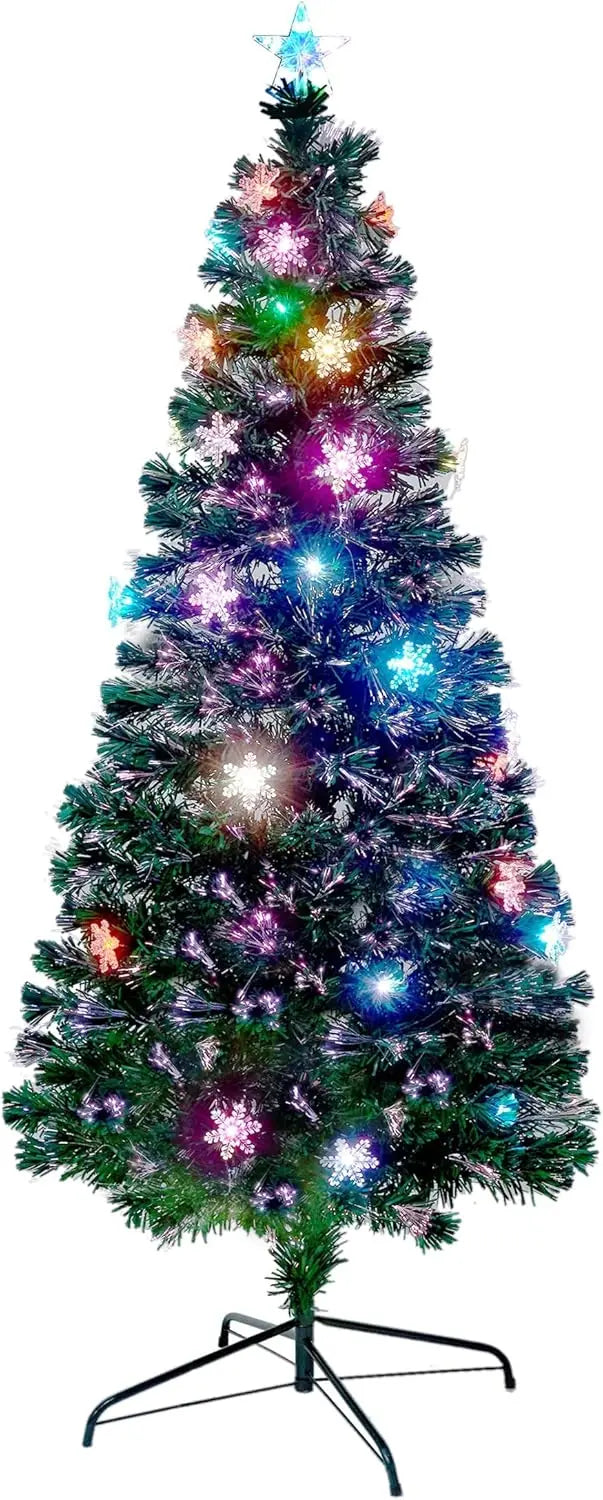 Pre-Lit Artificial Christmas Tree, Lighted Optical Fiber with RGB Color Changing LED Lights
