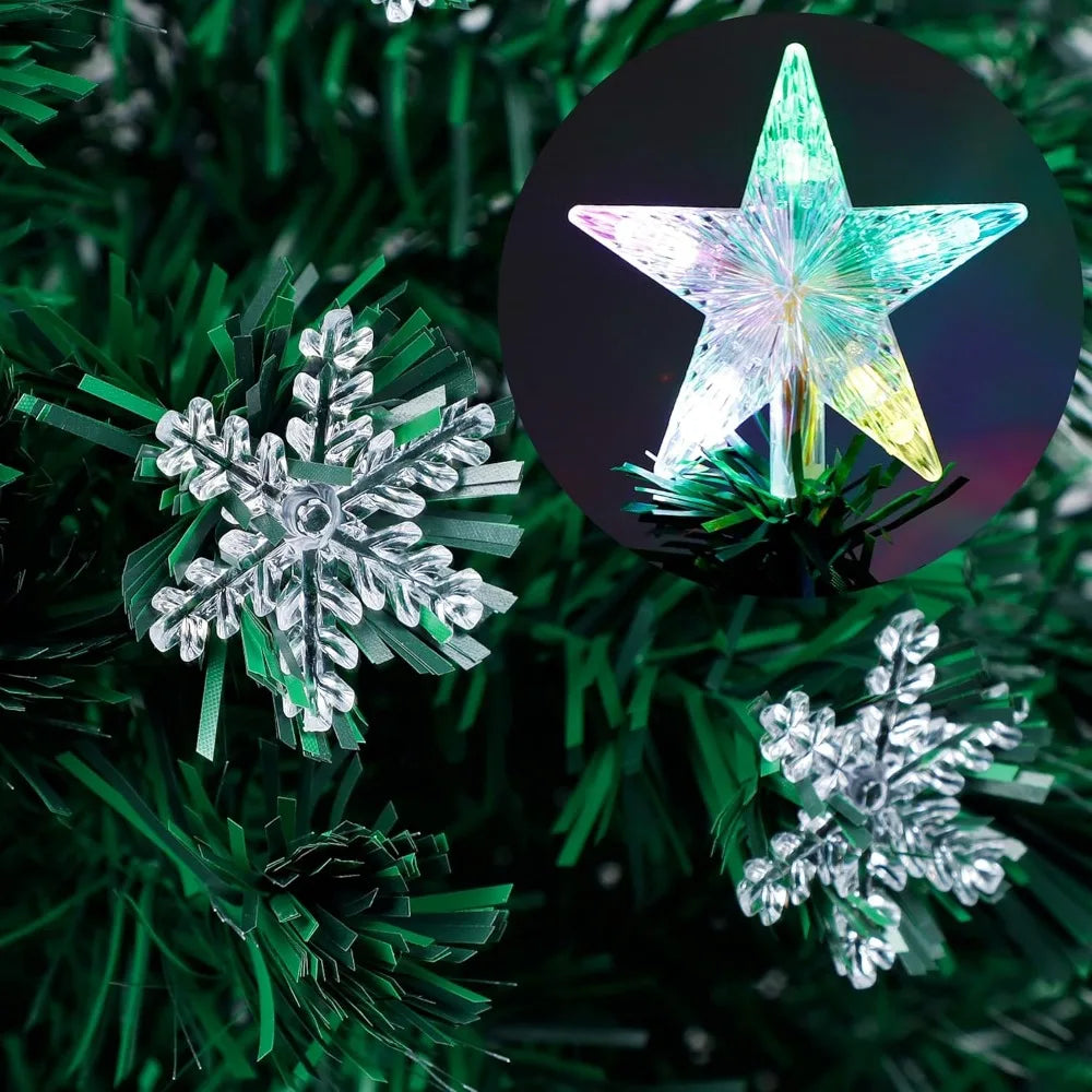 Pre-Lit Artificial Christmas Tree, Lighted Optical Fiber with RGB Color Changing LED Lights