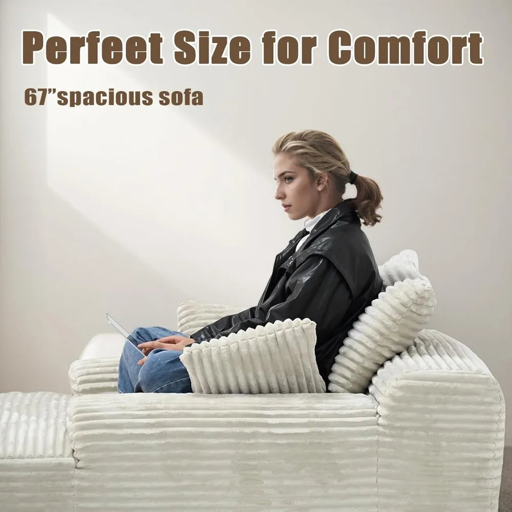 Boneless Couch Deep Seat with 3 Pillows