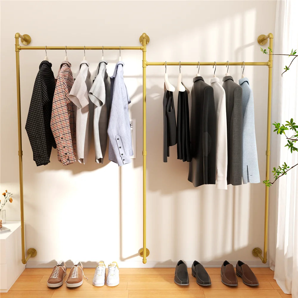 Industrial Pipe Clothing Rack Wall Mounted