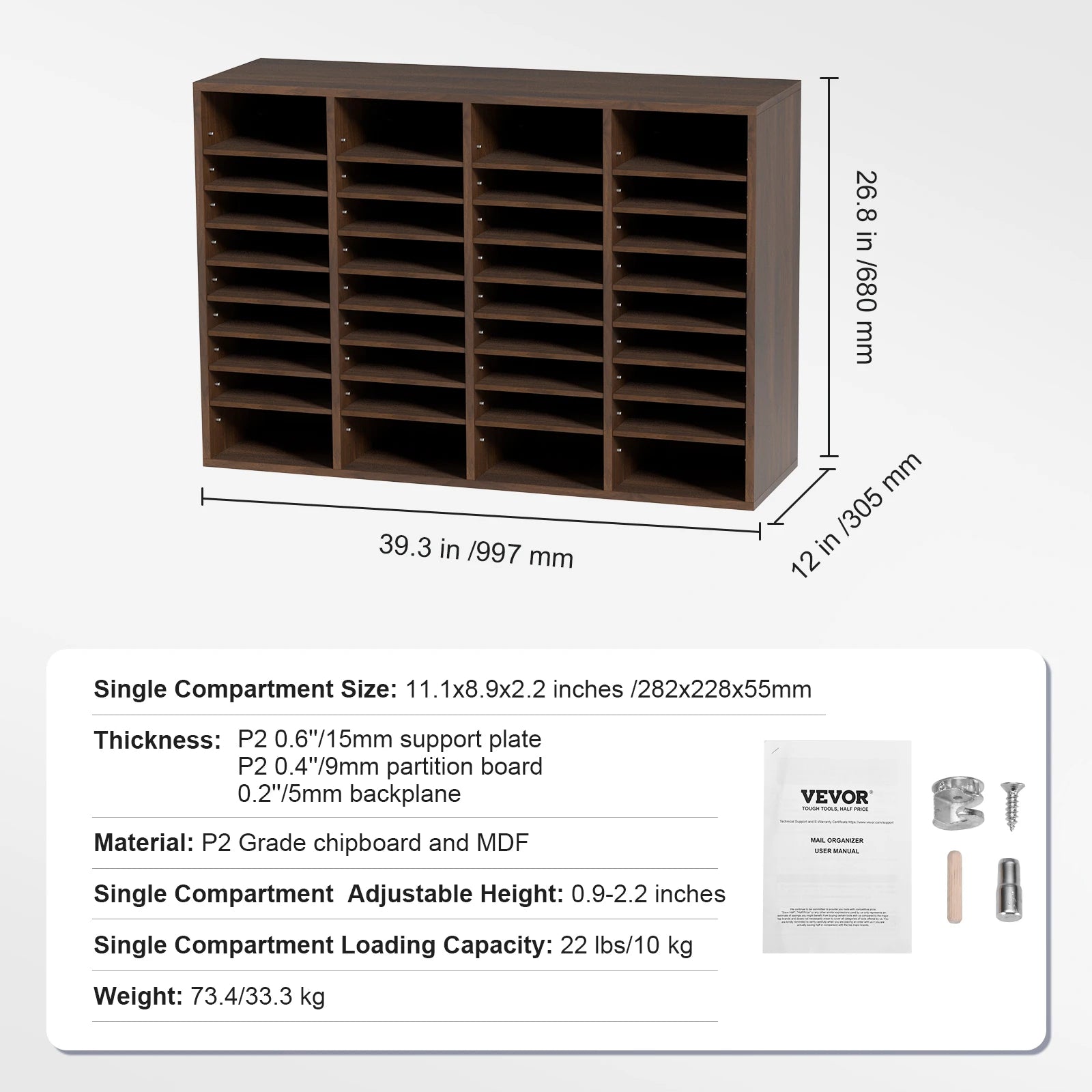 Literature Organizers 5/12/24/36 Compartments Office Mailbox w/ Adjustable Shelves
