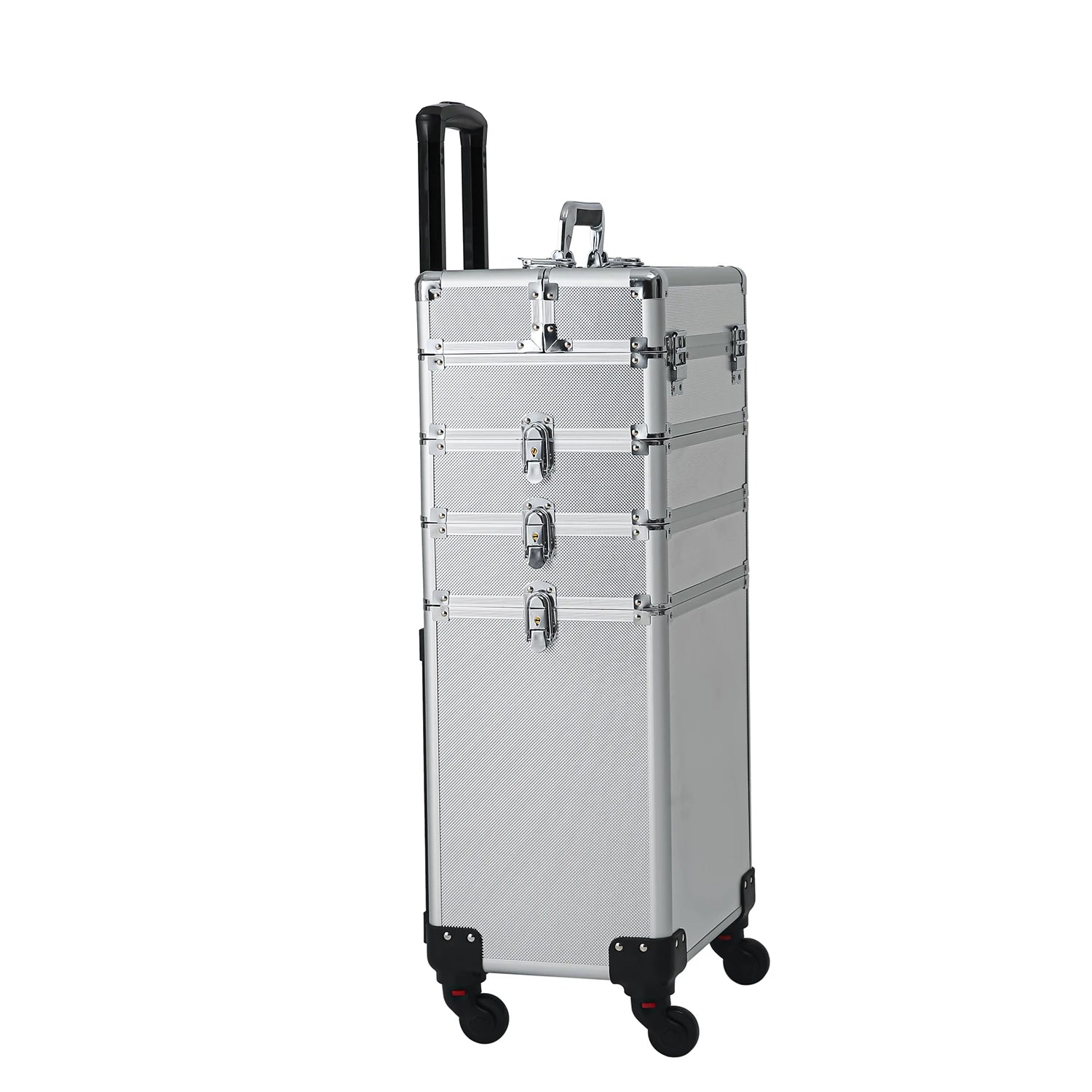 4-in-1 Draw-bar Style Interchangeable Aluminum Rolling Makeup Case