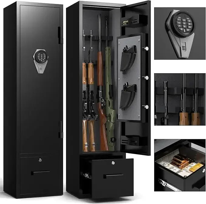 5-Gun Capacity Safe with Drawer And Removable Shelf