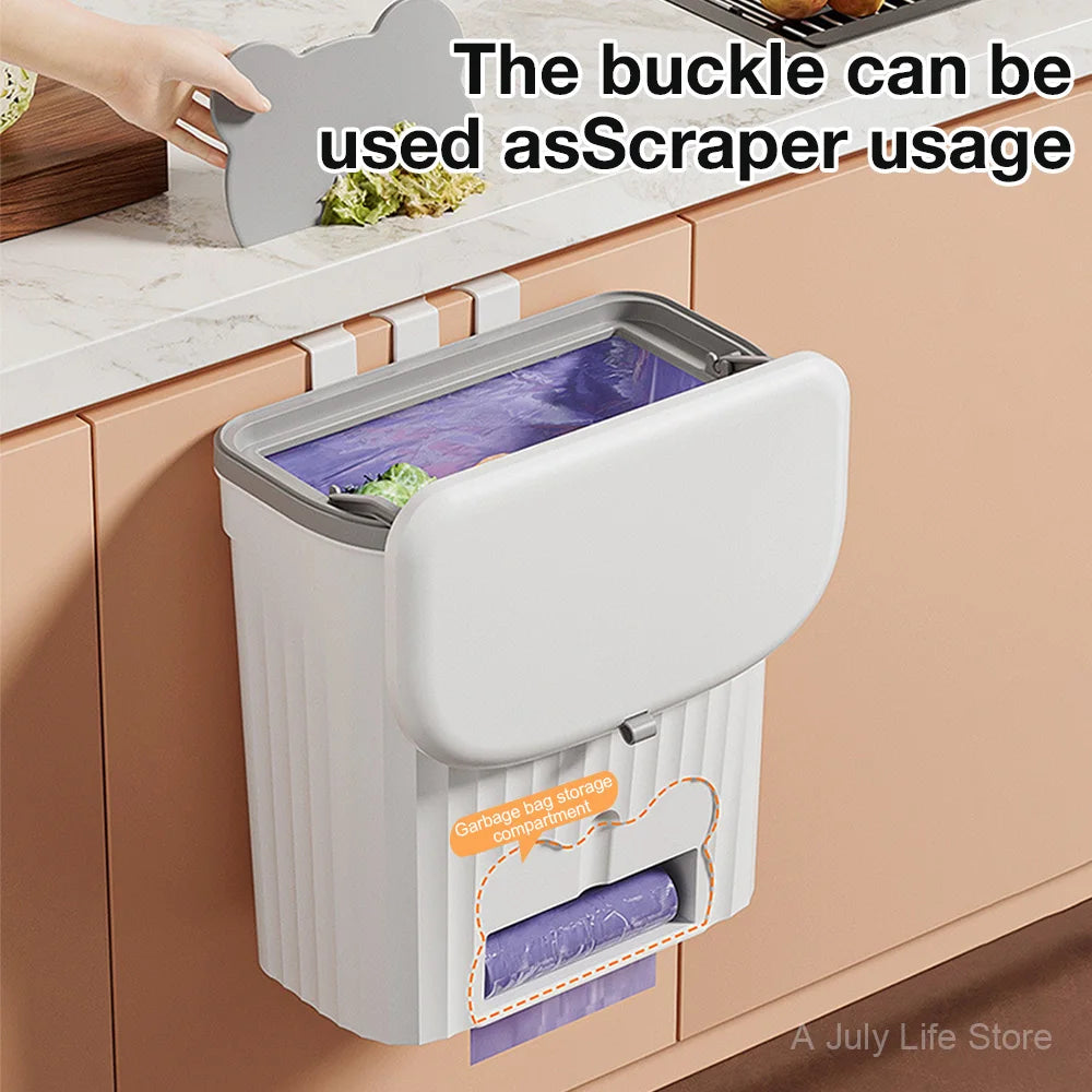 8.5/12L Kitchen Wastebasket Wall Mounted Trash Can With Lid
