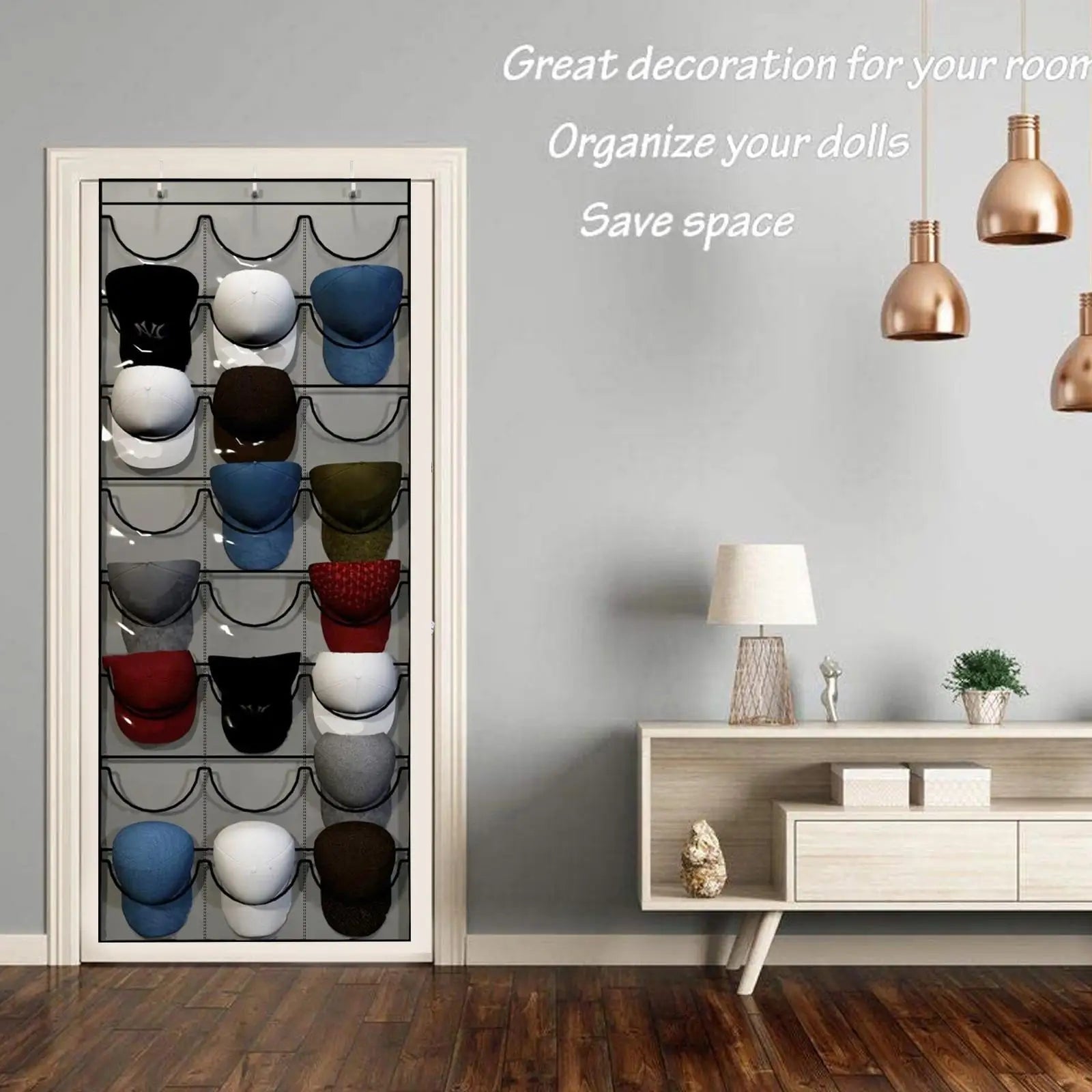 24 Pockets Hat Organizer Door Hanging Holder