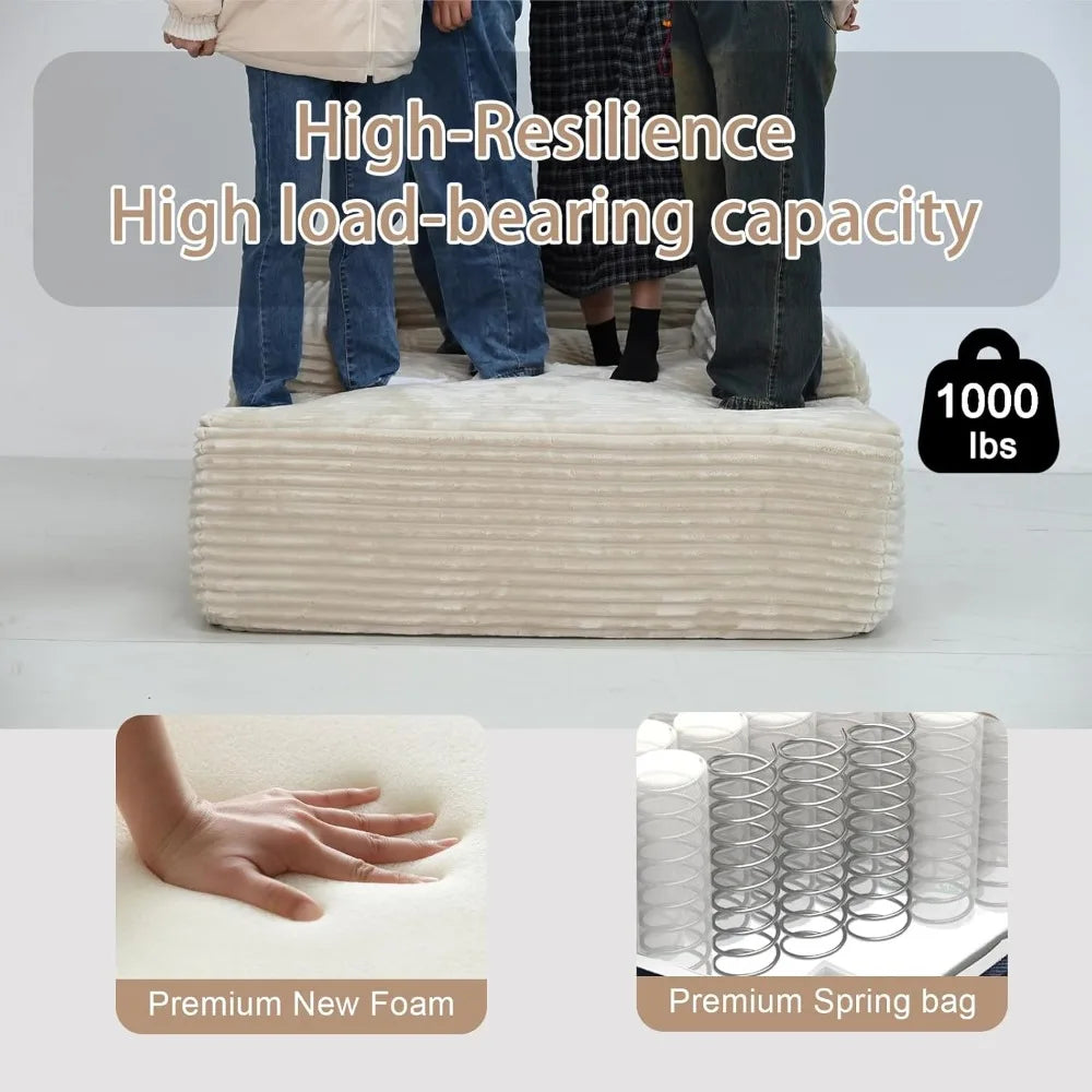 Boneless Couch Deep Seat with 3 Pillows