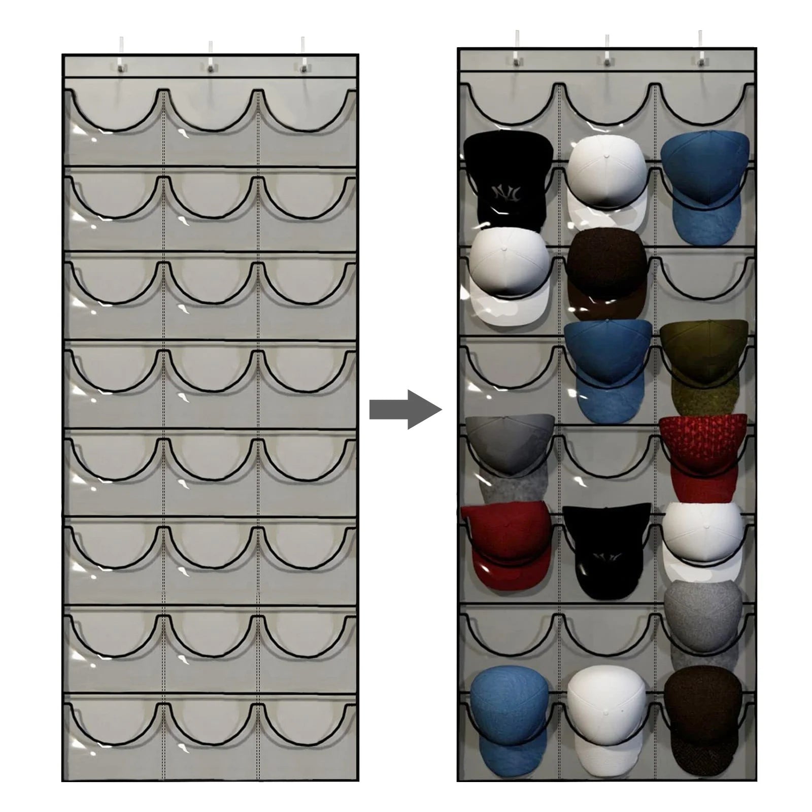 24 Pockets Hat Organizer Door Hanging Holder