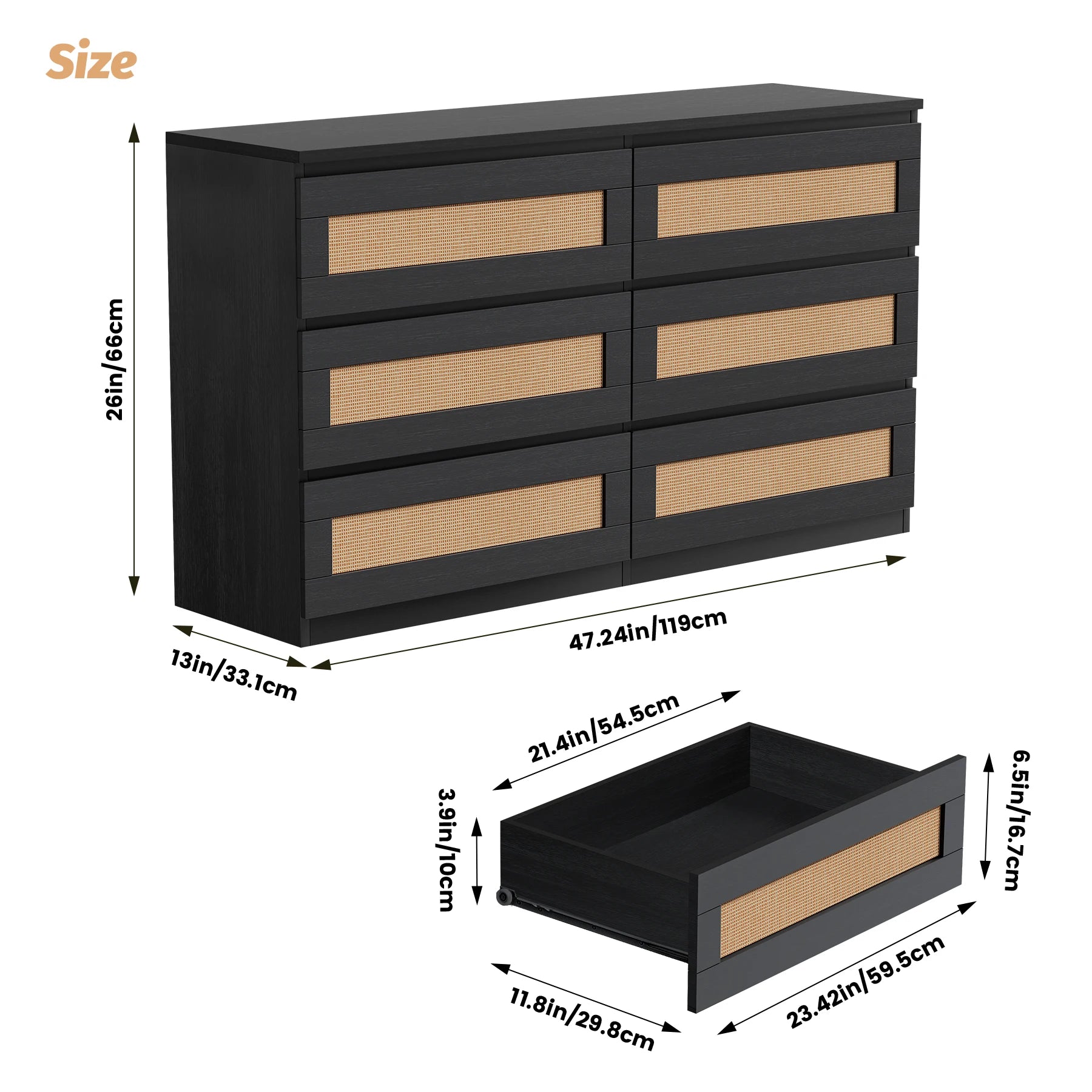 Modern Wide Chest of Drawers with Anti-Tip Kit