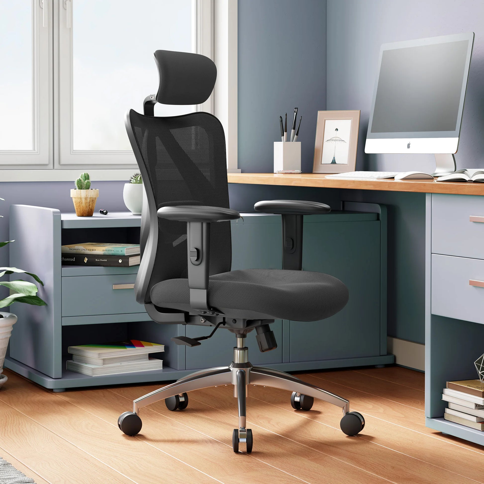 Ergonomic Office Chair Adjustable Headrest 2D Armrests Lumbar Support