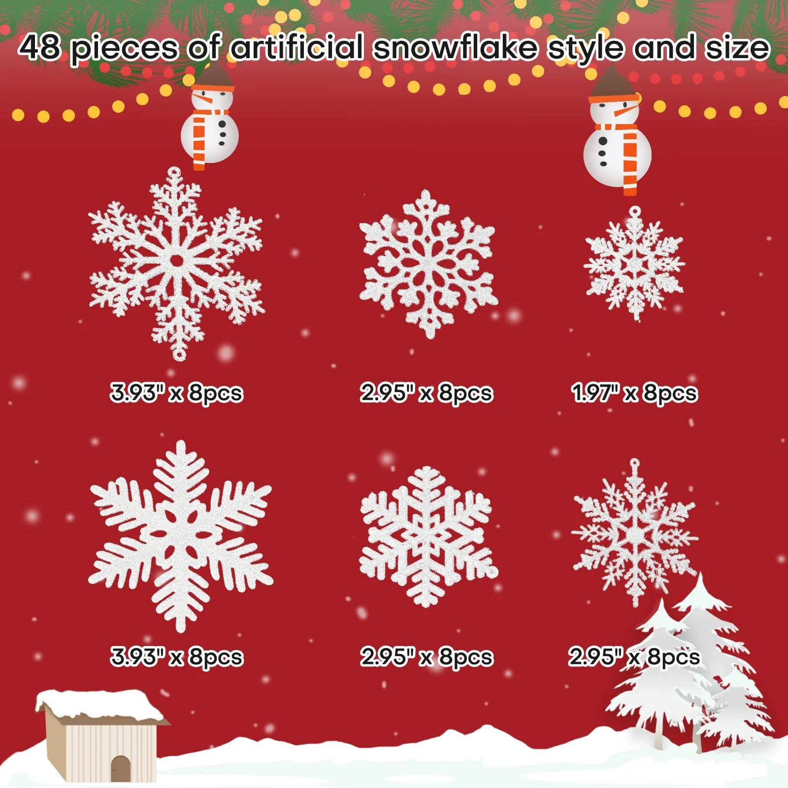 48pcs Snowflakes-Christmas Tree Decoration